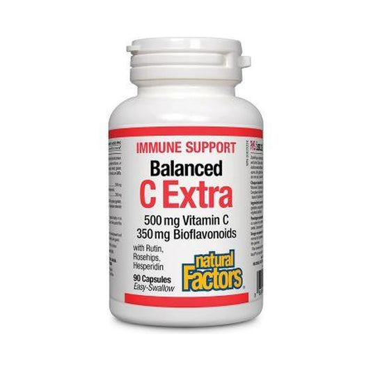 Natural Factors Balanced C Extra 500mg Vitamin C 350mg Bioflavonoids 90 Capsules