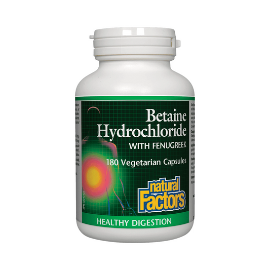 Natural Factors Betaine Hydrochloride with Fenugreek 180 Veg Capsules