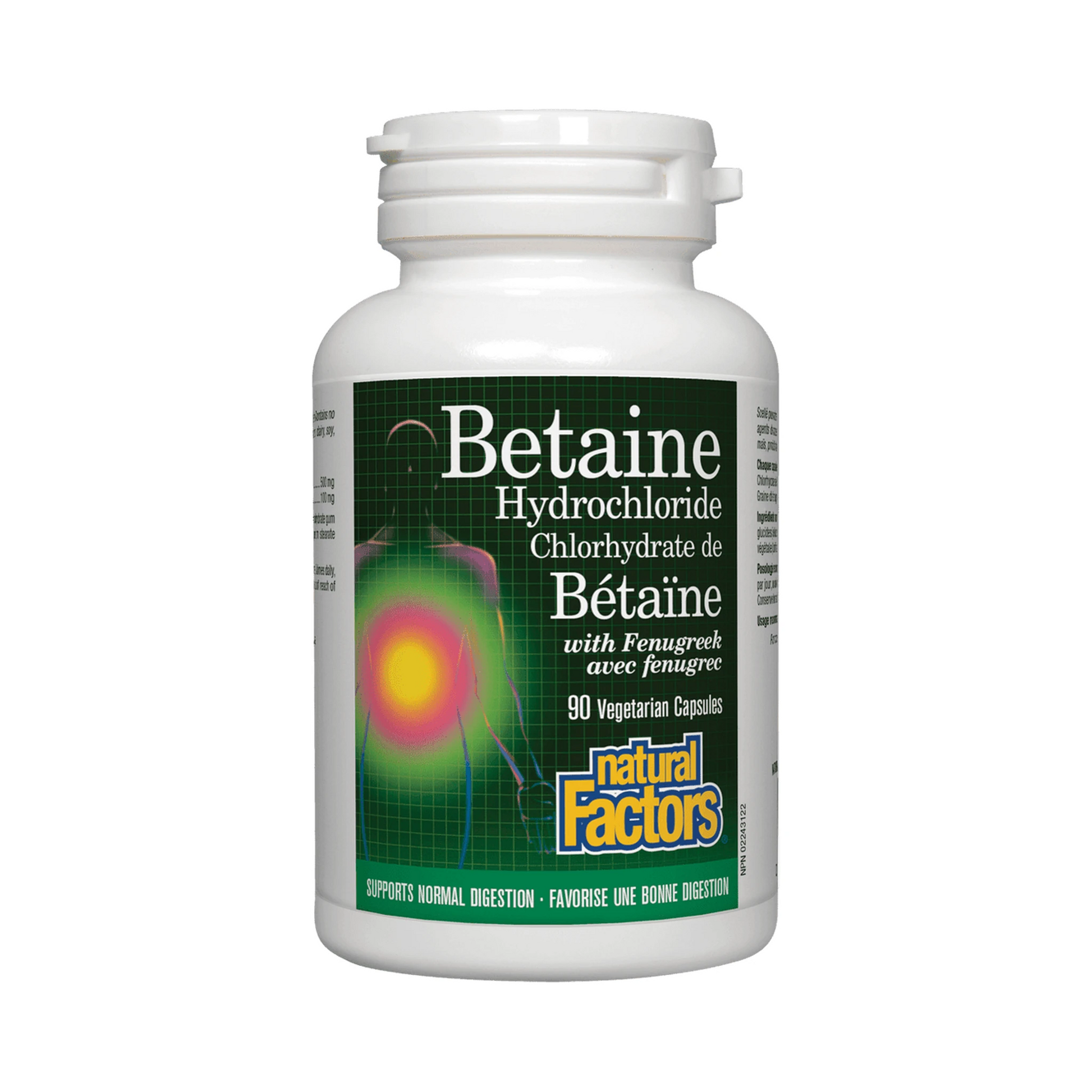 Natural Factors Betaine Hydrochloride with Fenugreek 90 Veg Capsules