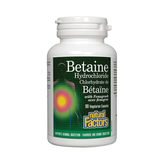 Natural Factors Betaine Hydrochloride with Fenugreek 90 Veg Capsules