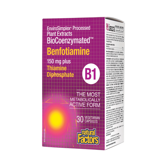 Natural Factors BioCoenzymated Benfotiamine B1 150mg 30 Veg Capsules