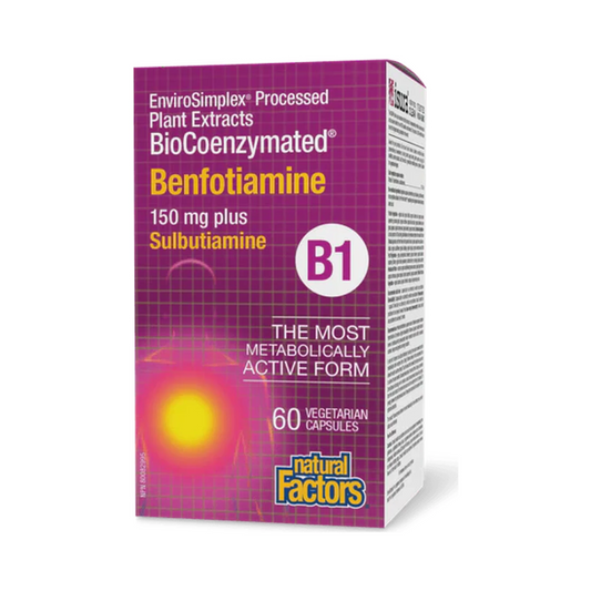 Natural Factors BioCoenzymated Benfotiamine B1 150mg 60 Veg Capsules