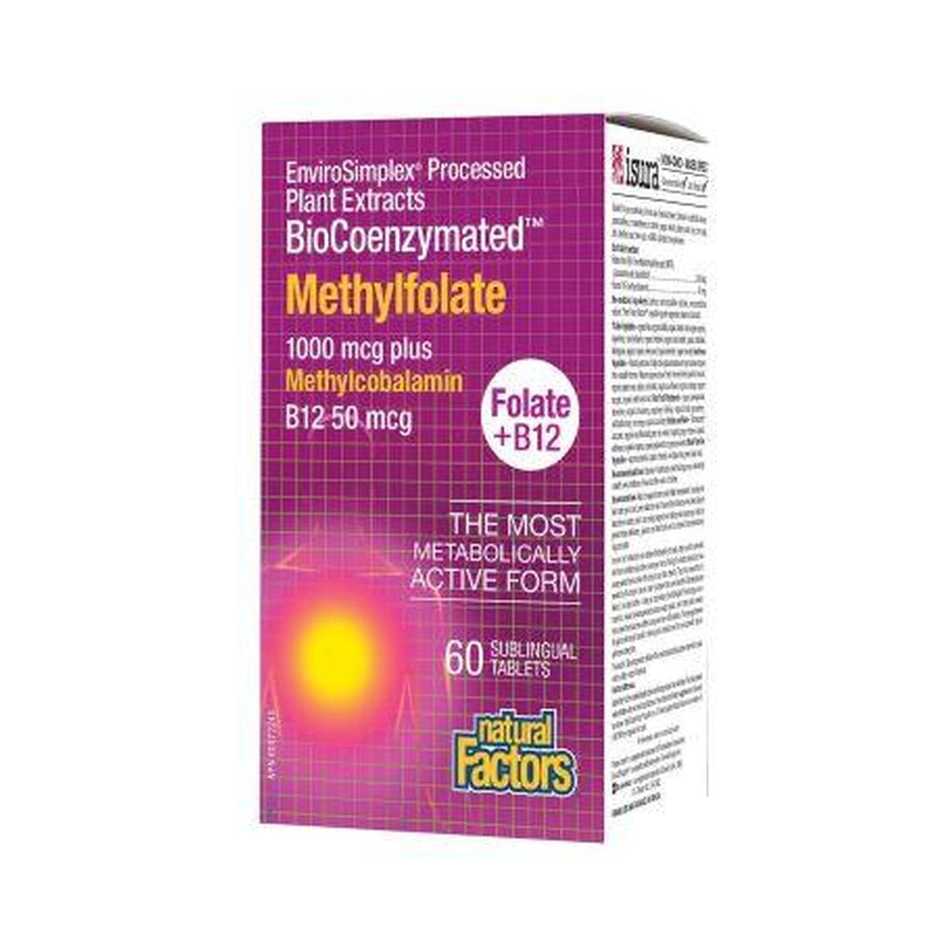 Natural Factors BioCoenzymated Methylfolate Folate + B12 1000mcg/50mcg 60 Tablets