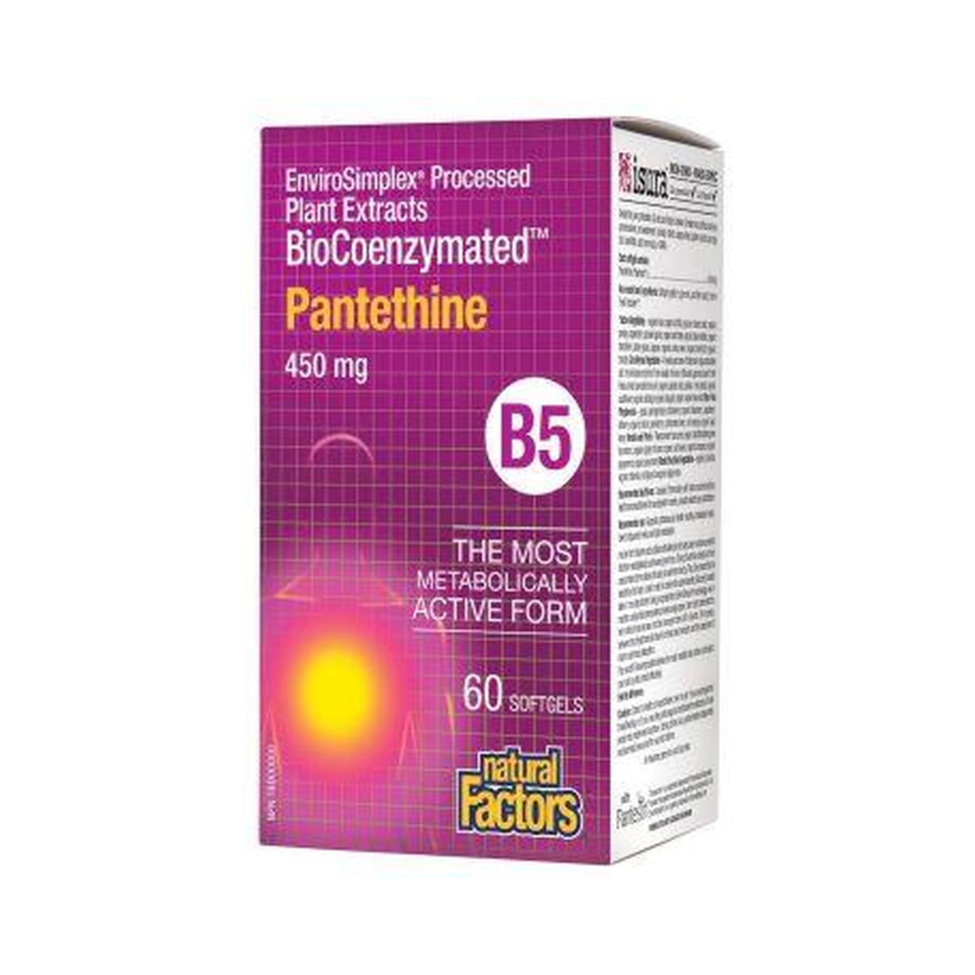 Natural Factors BioCoenzymated Pantethine B5 450mg 60 Softgels