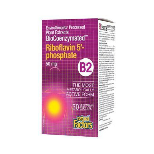 Natural Factors BioCoenzymated Riboflavin 5-Phosphate B2 50mg 30 Veg Capsules