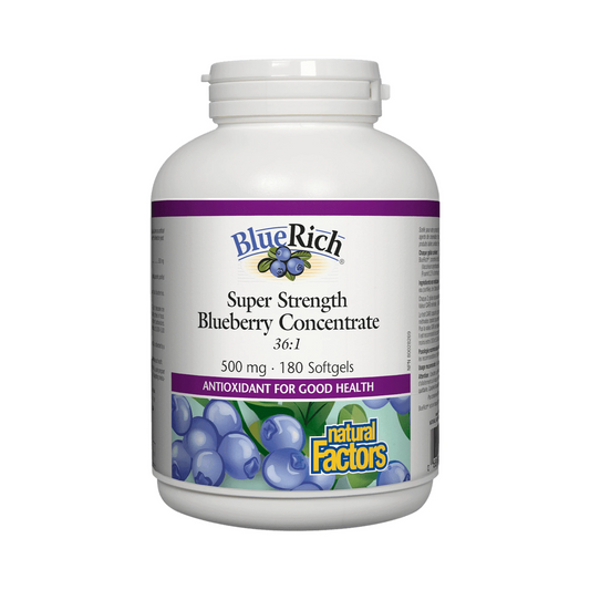 Natural Factors BlueRich Super Strength Blueberry Concentrate 500mg 180 Softgels