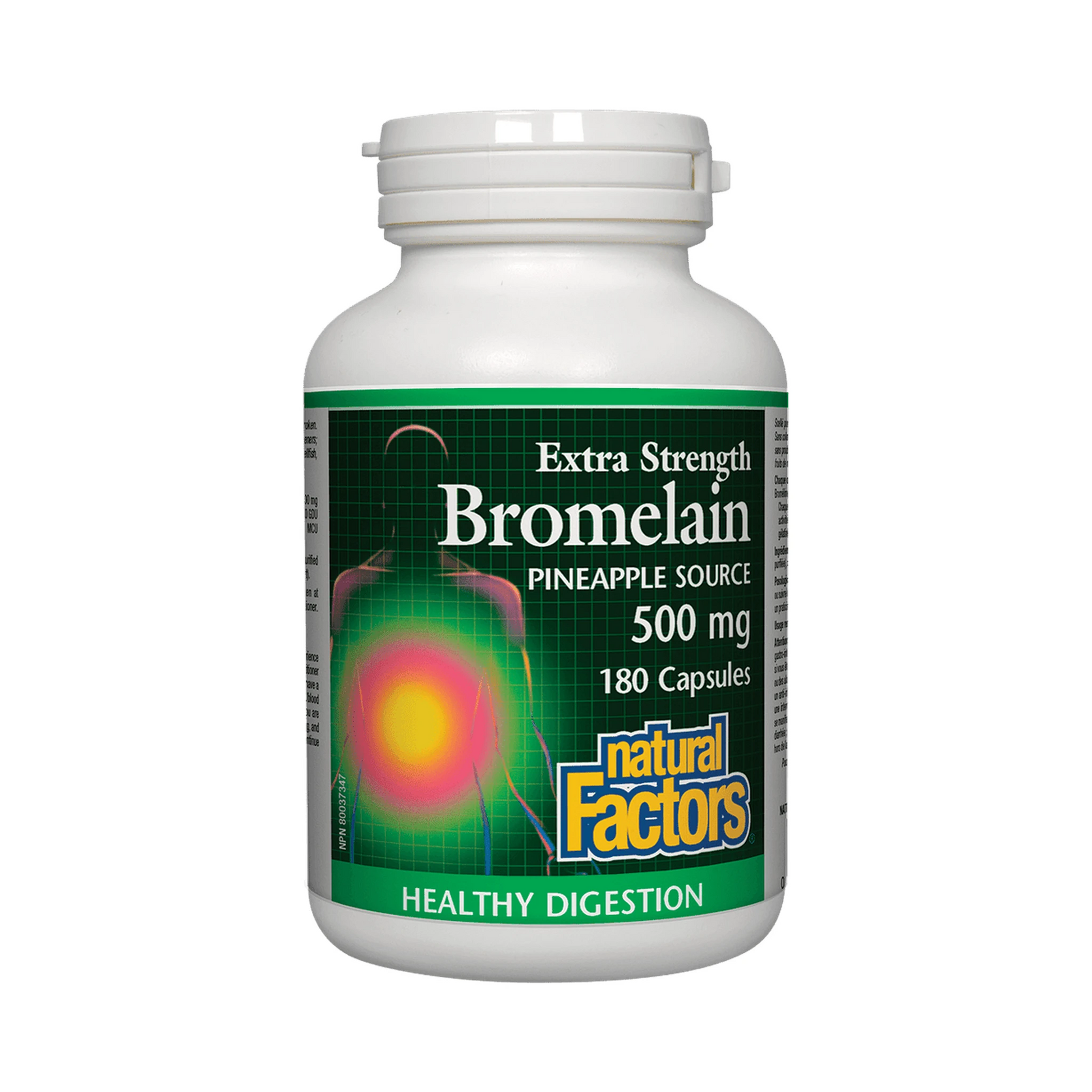 Natural Factors Bromelain Extra Strength 500mg Pineapple Source 180 Capsules