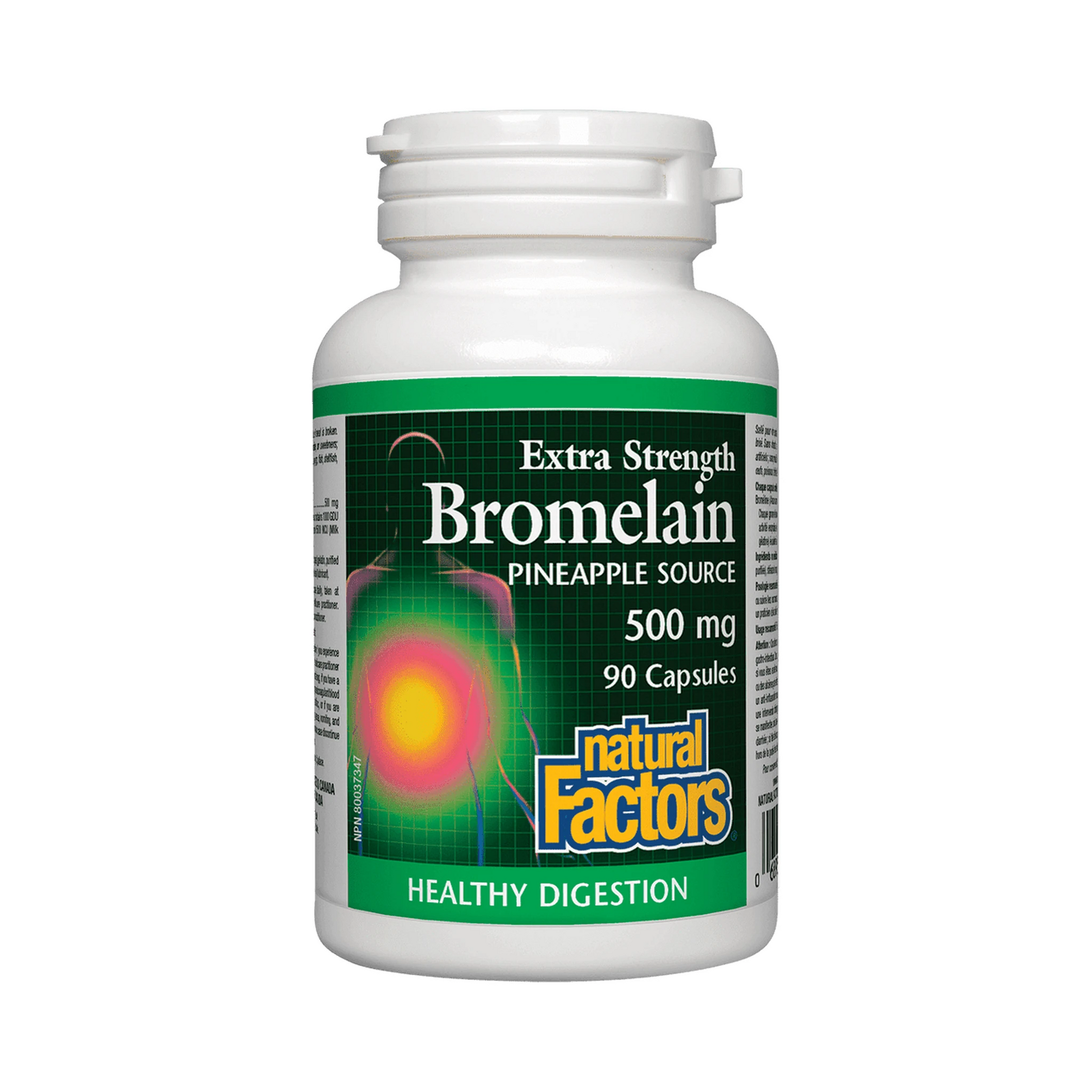 Natural Factors Bromelain Extra Strength 500mg Pineapple Source 90 Capsules