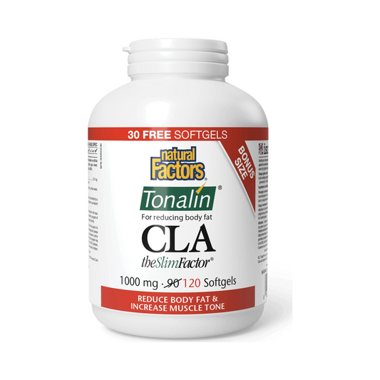 Natural Factors CLA Tonalin TheSlimFactor 1000mg Bonus Size 90+30 Softgels
