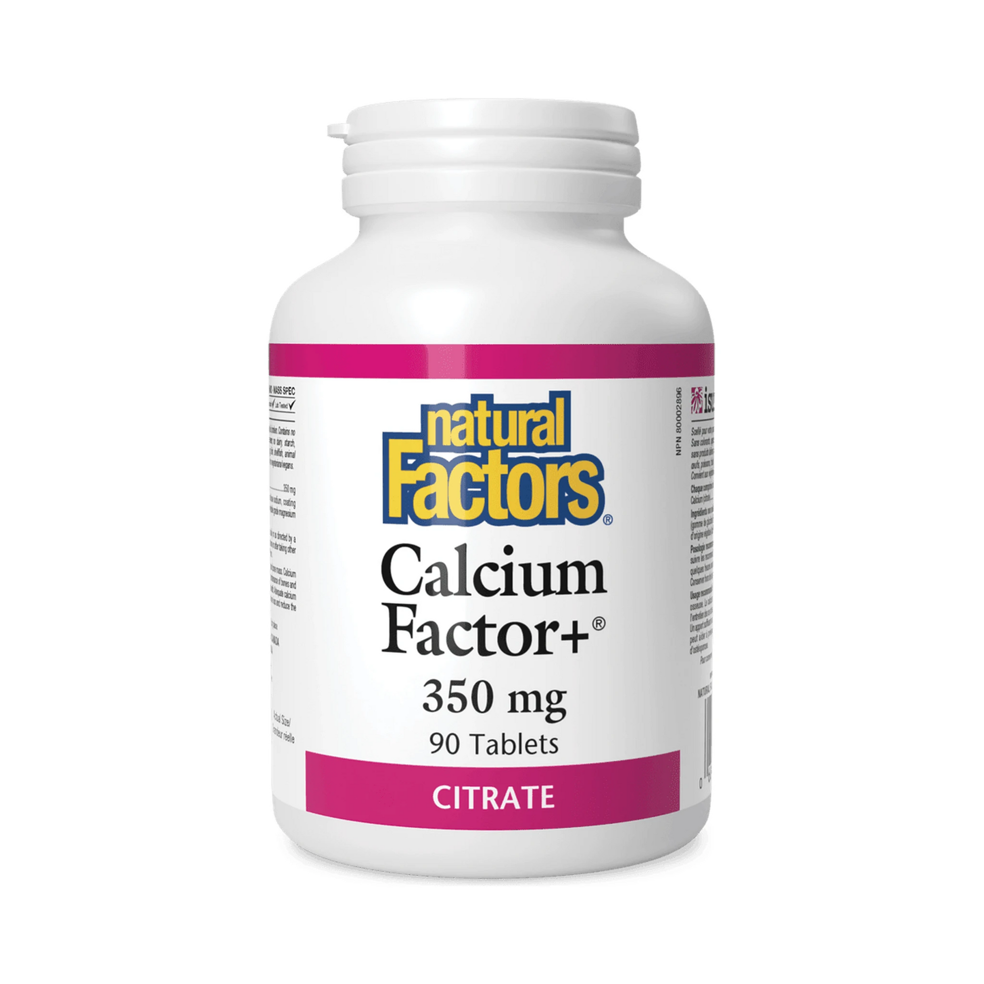 Natural Factors Calcium Factor+ Citrate 350mg 90 Tablets