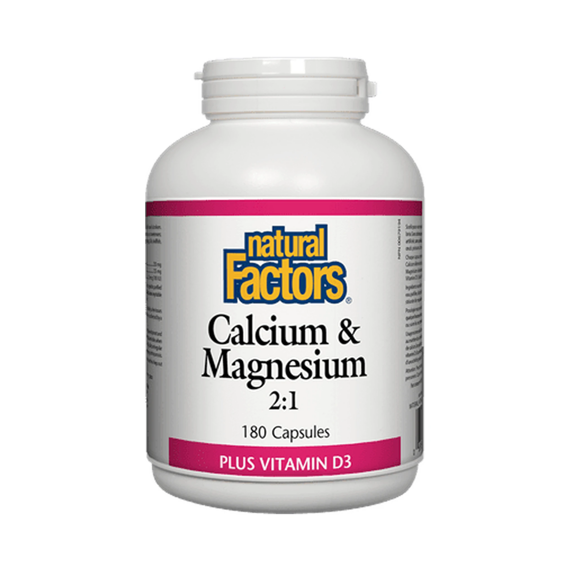 Natural Factors Calcium & Magnesium 2:1 Plus Vitamin D3 180 Capsules