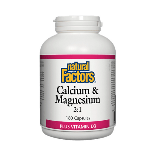 Natural Factors Calcium & Magnesium 2:1 Plus Vitamin D3 180 Capsules