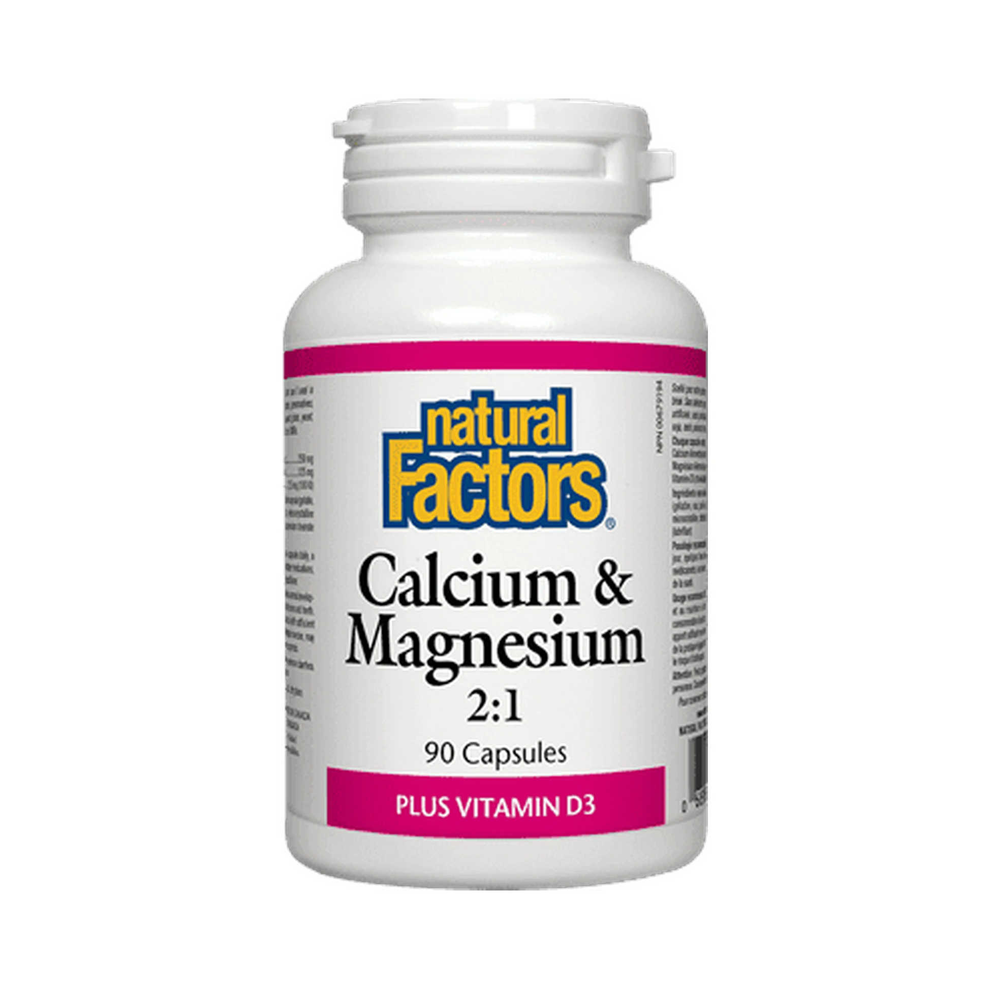 Natural Factors Calcium & Magnesium 2:1 Plus Vitamin D3 90 Capsules
