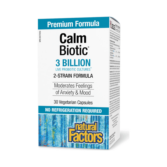 Natural Factors Calm Biotic 3 Billion Live Probiotic Cultures 30 Veg Capsules