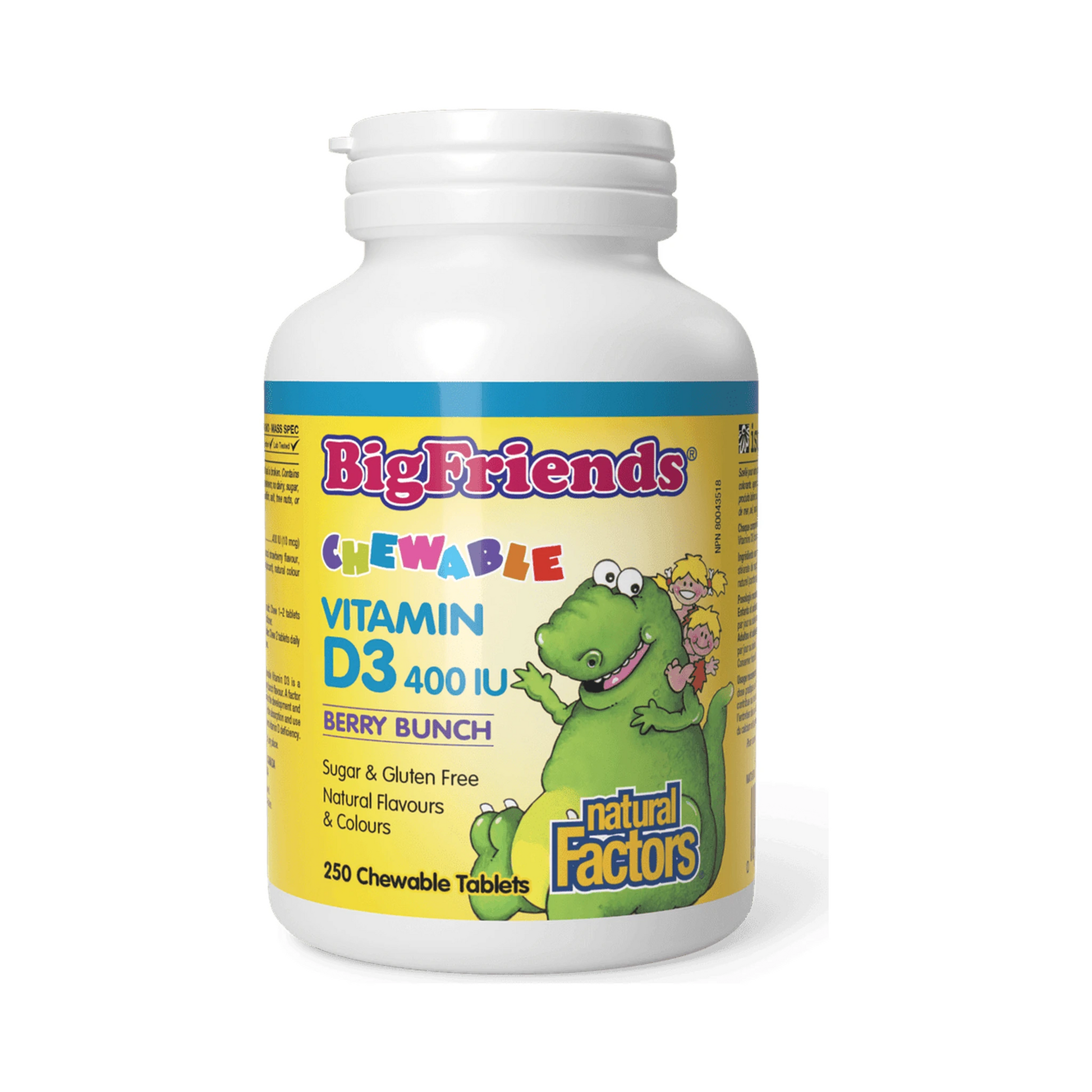 Natural Factors Chewable Vitamin D3 400IU Berry Bunch Big Friends 250 Chewables