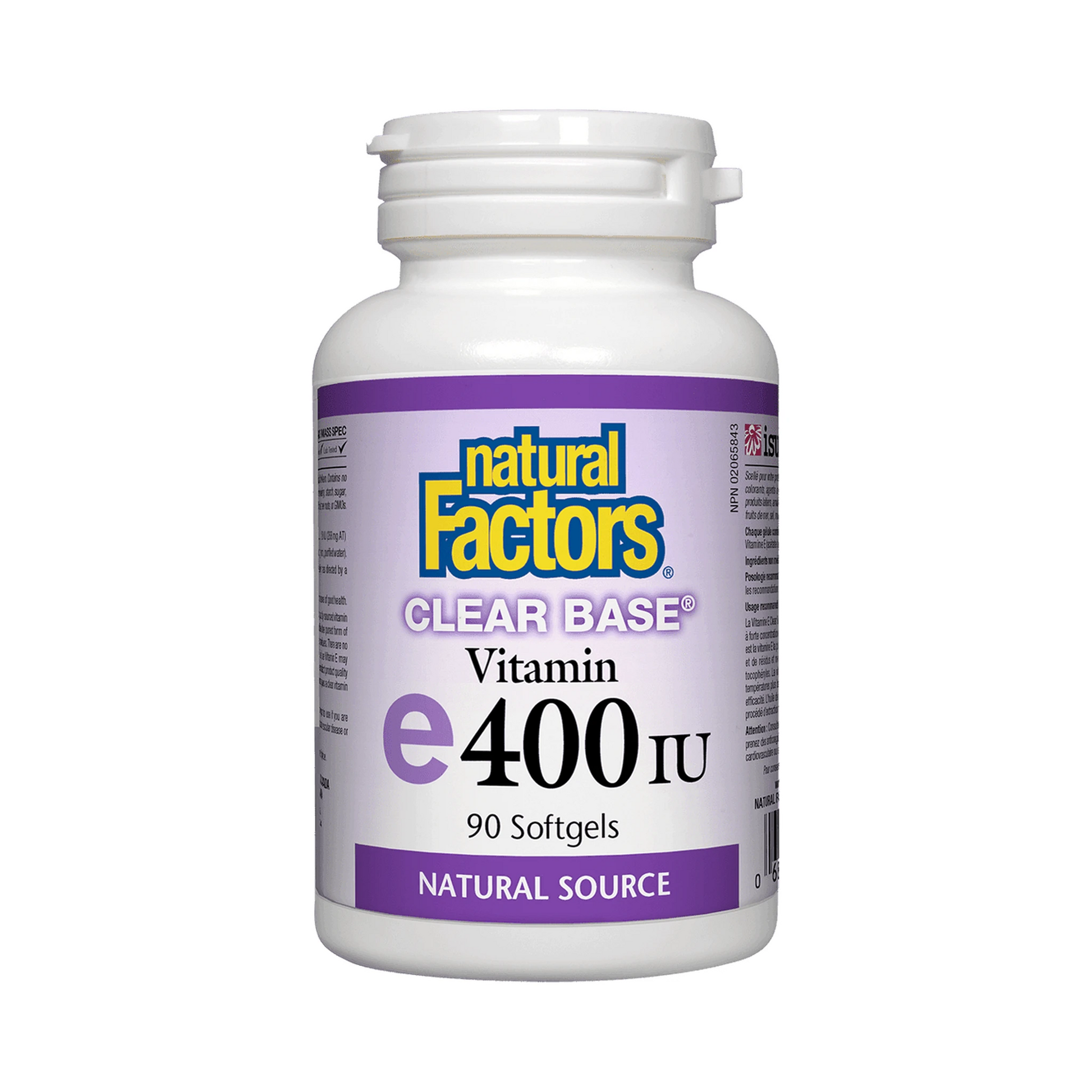 Natural Factors Clear Base Vitamin E 400IU 90 Softgels