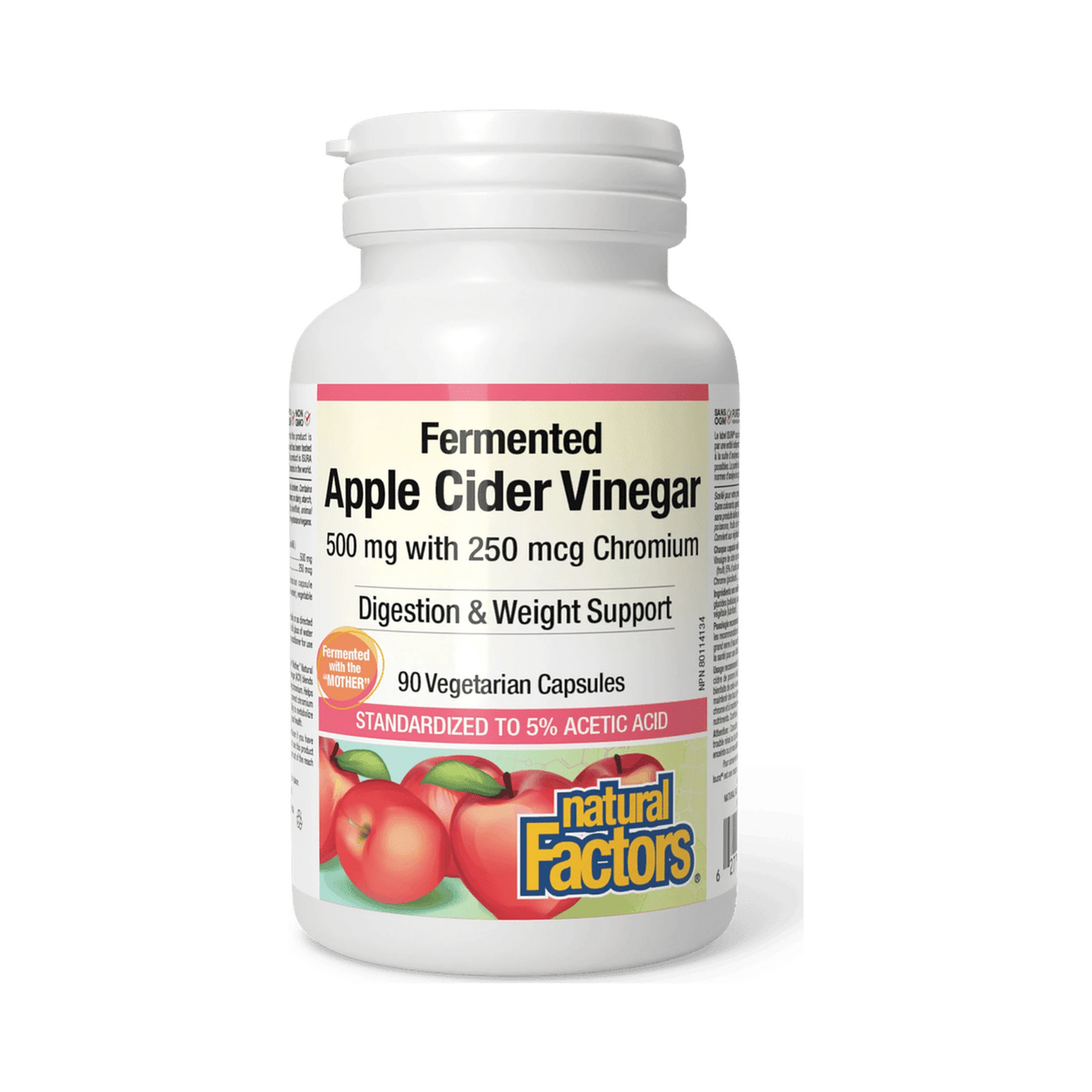 Natural Factors Fermented Apple Cider Vinegar with Chromium 90 Veg Capsules