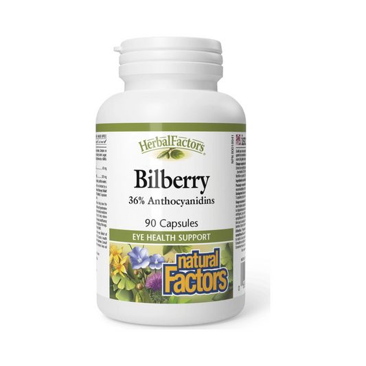 Natural Factors Herbal Factors Bilberry 90 Capsules
