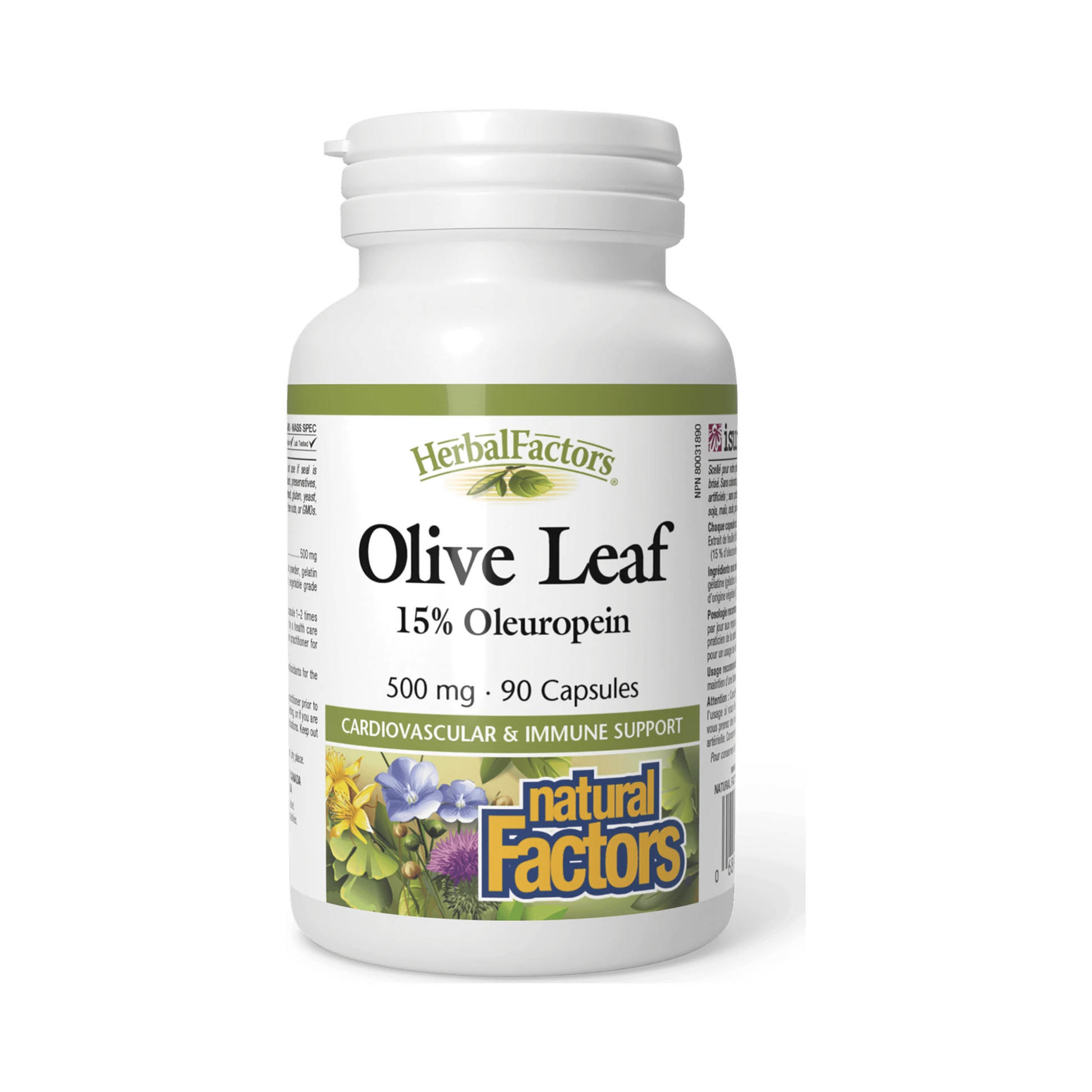 Natural Factors Herbal Factors Olive Leaf 500mg 90 Capsules
