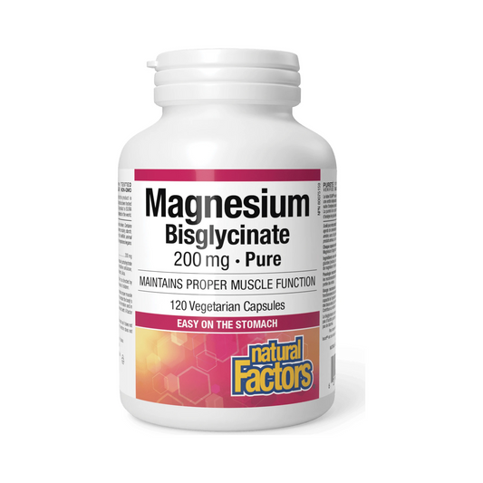 Natural Factors Magnesium Bisglycinate Pure 200mg 120 Veg Capsules
