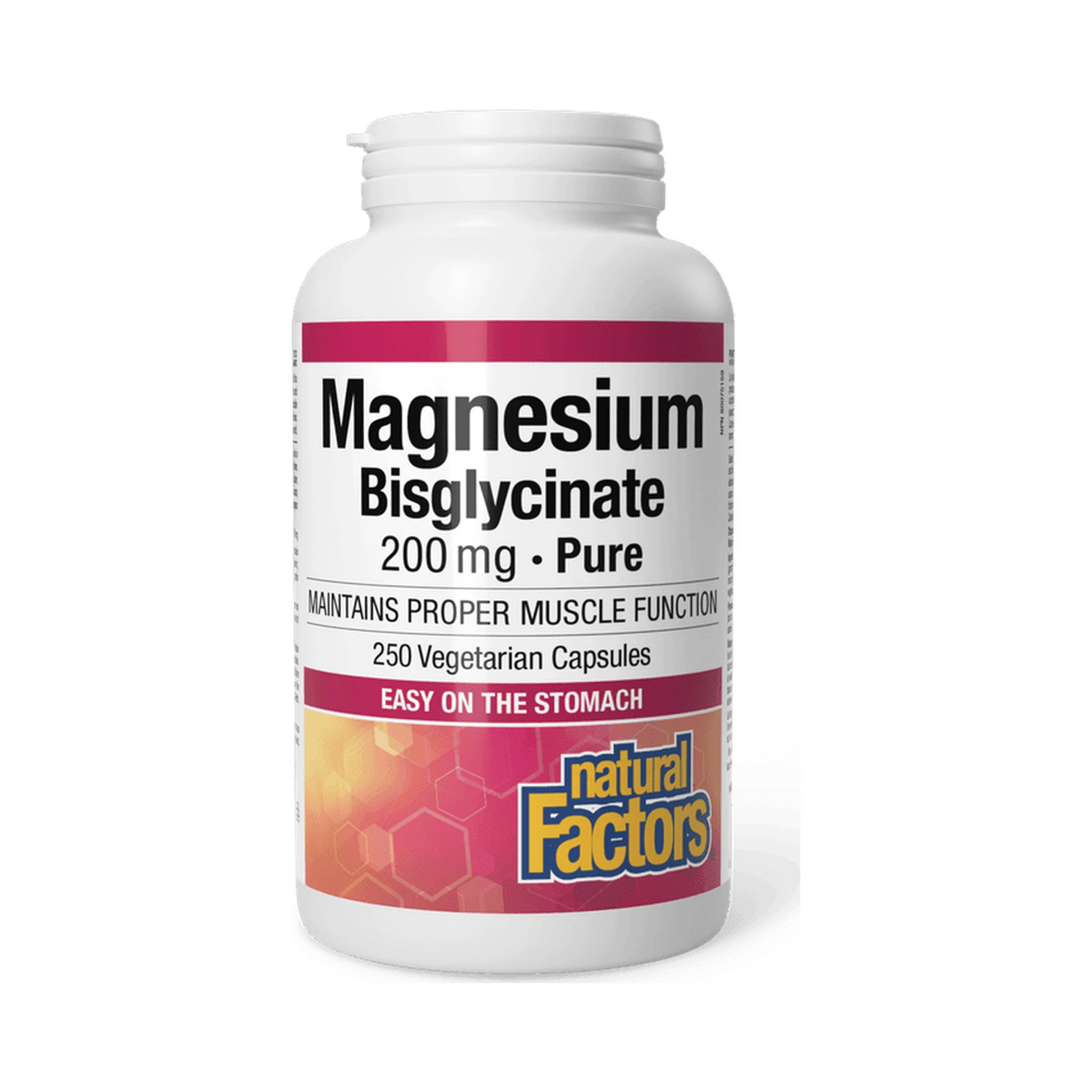 Natural Factors Magnesium Bisglycinate Pure 200mg 250 Veg Capsules