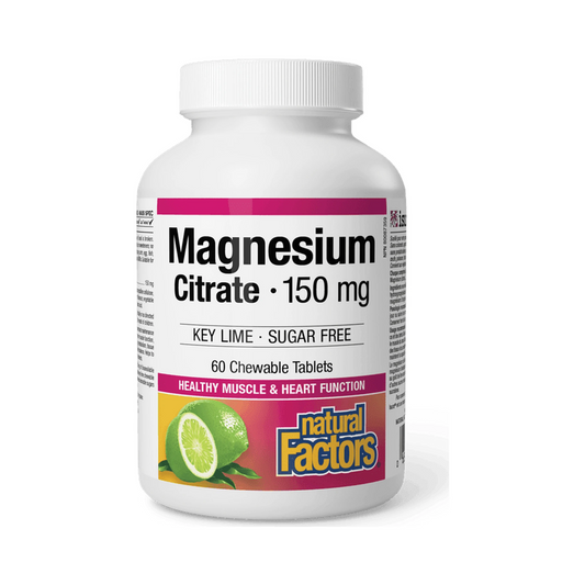 Natural Factors Magnesium Citrate 150mg Key Lime 60 Chewables
