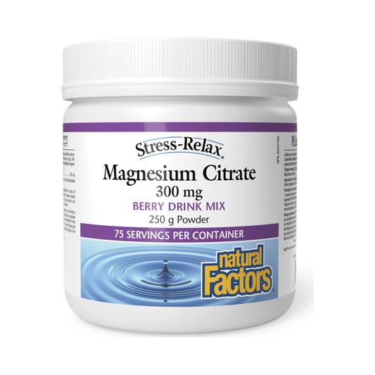 Natural Factors Magnesium Citrate 300mg Berry Stress-Relax 250g