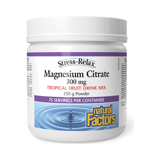 Natural Factors Magnesium Citrate 300mg Tropical Fruit Stress-Relax 250g