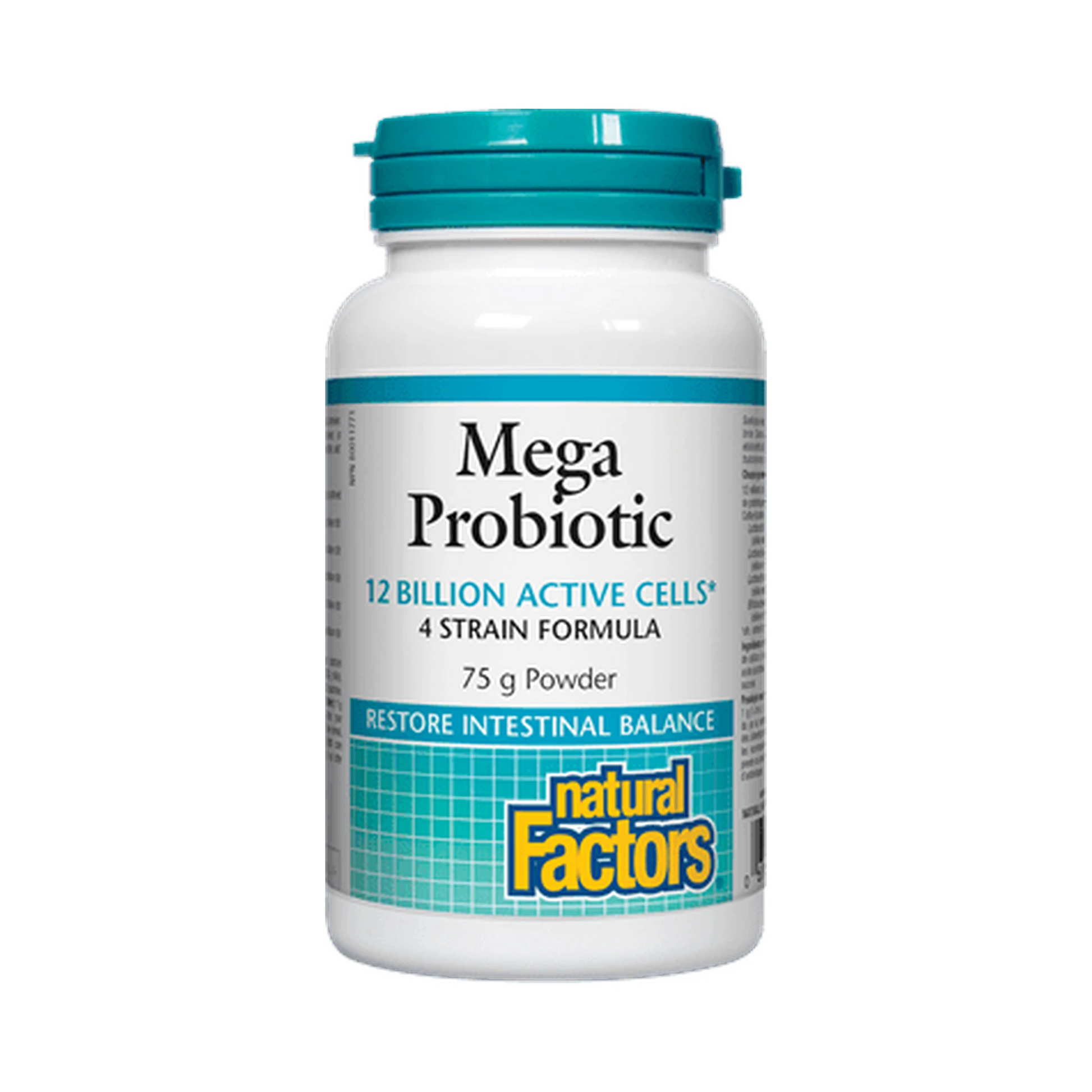 Natural Factors Mega Probiotic Powder 12 Billion Live Probiotic Cultures 75g