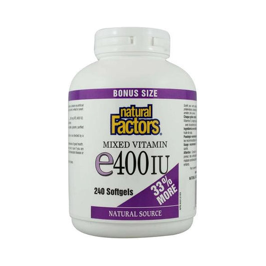 Natural Factors Mixed Vitamin E 400IU BONUS SIZE 210+30 Softgels