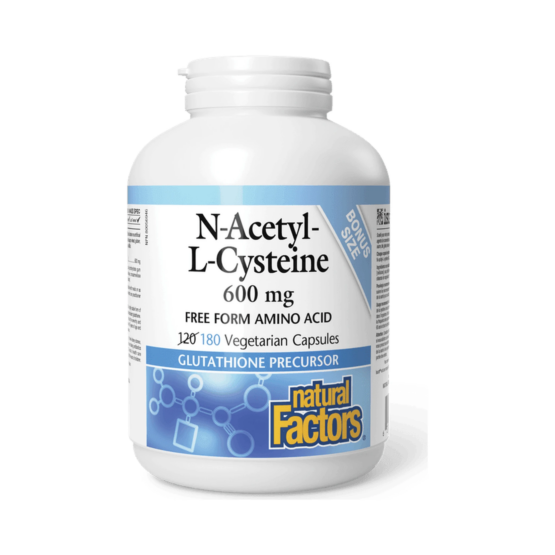 Natural Factors N-Acetyl-L-Cysteine 600mg BONUS SIZE 120+60 Veg Capsules