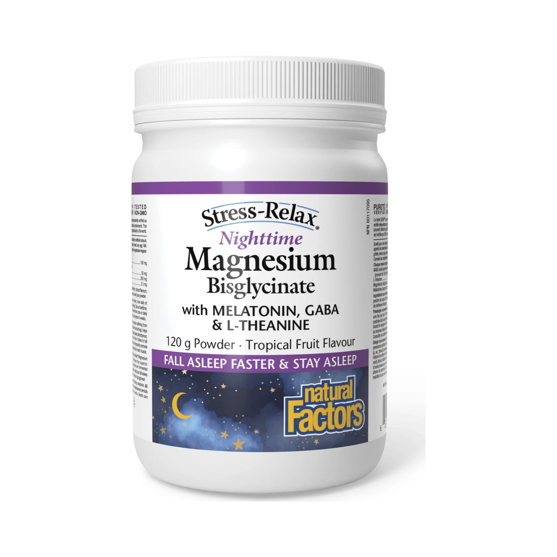 Natural Factors Nighttime Magnesium Bisglycinate Stress Relax 120g