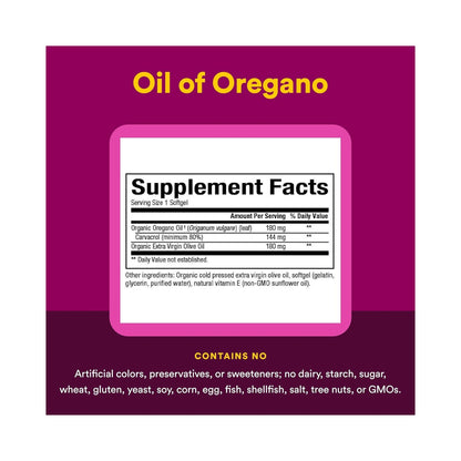 Natural Factors Oil of Oregano 180mg 60 Softgels
