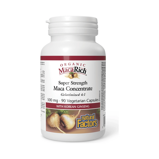 Natural Factors Organic MacaRich Super Strength Maca Concentrate 500mg 90 Veg Capsules