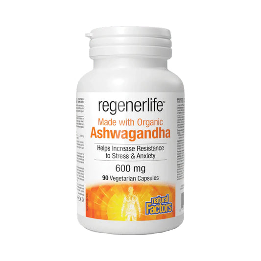 Natural Factors RegenerLife Ashwagandha 600mg 90 Veg Capsules
