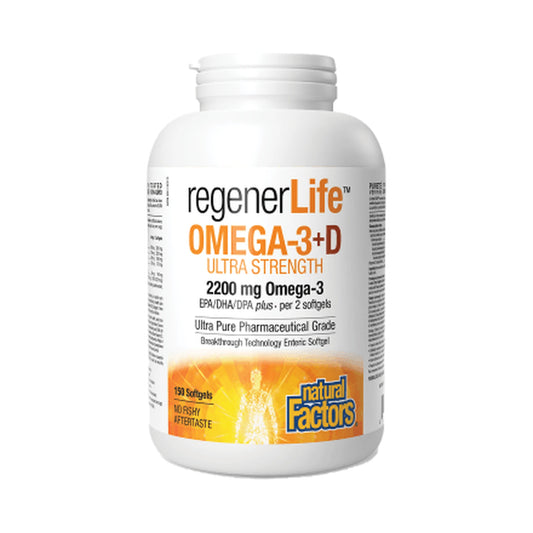 Natural Factors RegenerLife Omega-3+D 150 Softgels
