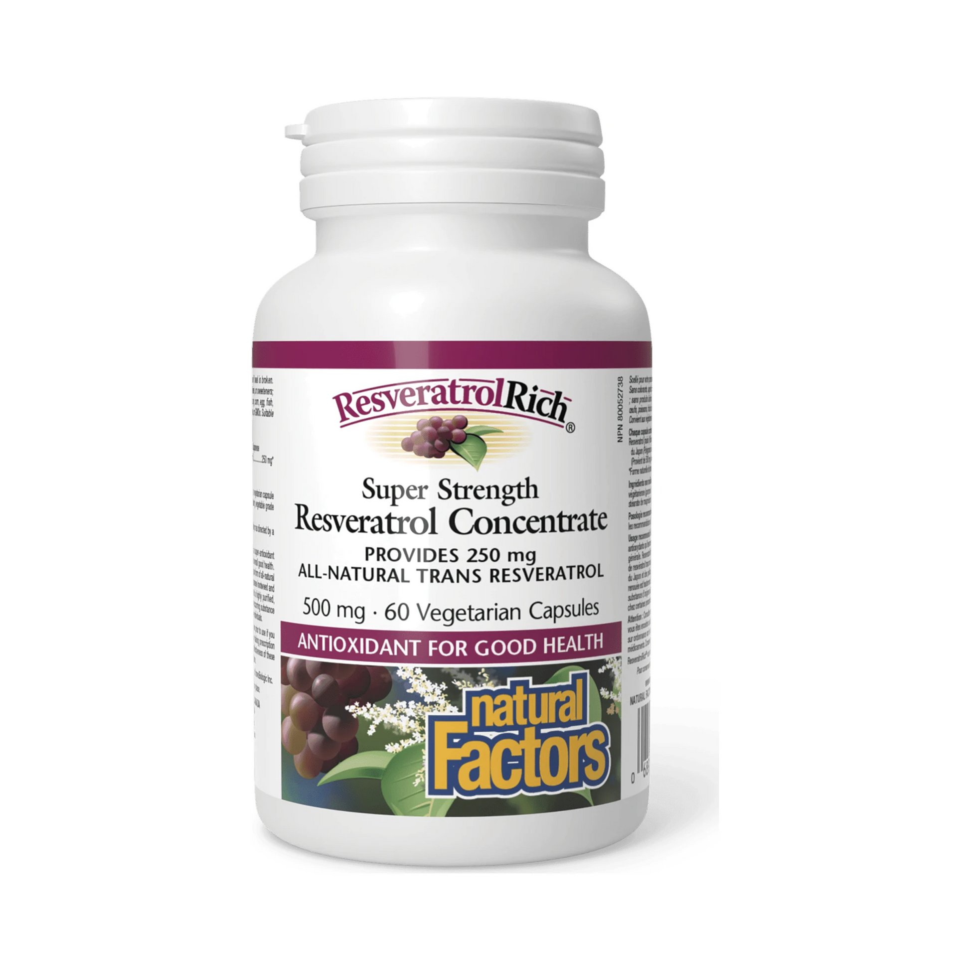 Natural Factors ResveratrolRich 500mg 60 Veg Capsules