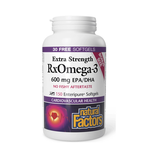 Natural Factors RxOmega-3 Extra Strength 600mg Bonus Size 120+30 Softgels