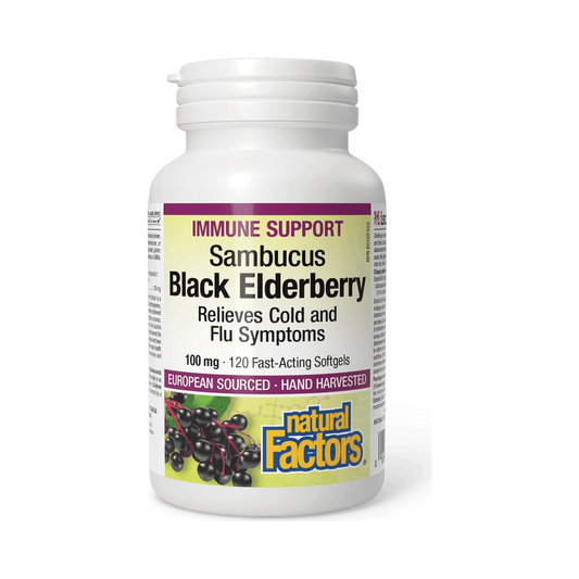 Natural Factors Sambucus Black Elderberry 100mg 120 Softgels