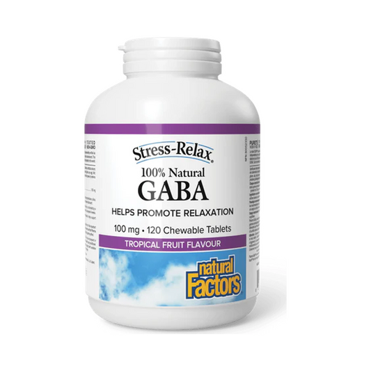 Natural Factors Stress-Relax GABA 100mg Tropical Fruit 120 Chewables