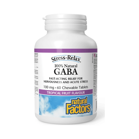Natural Factors Stress-Relax GABA 100mg Tropical Fruit 60 Chewables