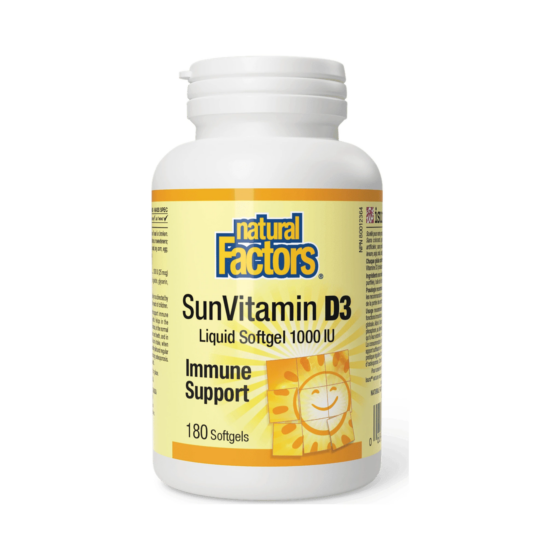Natural Factors Sun Vitamin D3 1000IU 180 Softgels