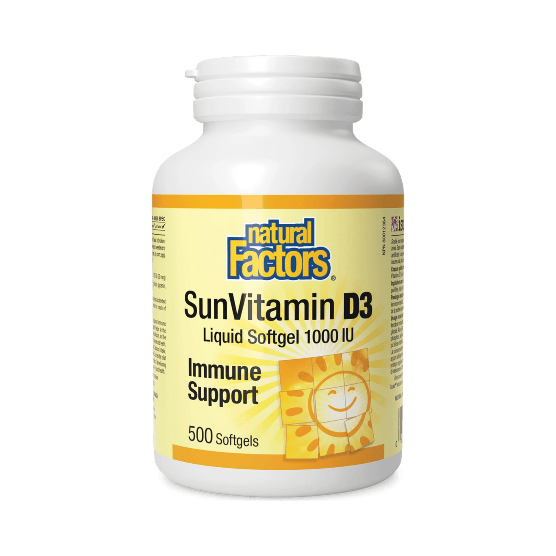Natural Factors Sun Vitamin D3 1000IU 500 Softgels
