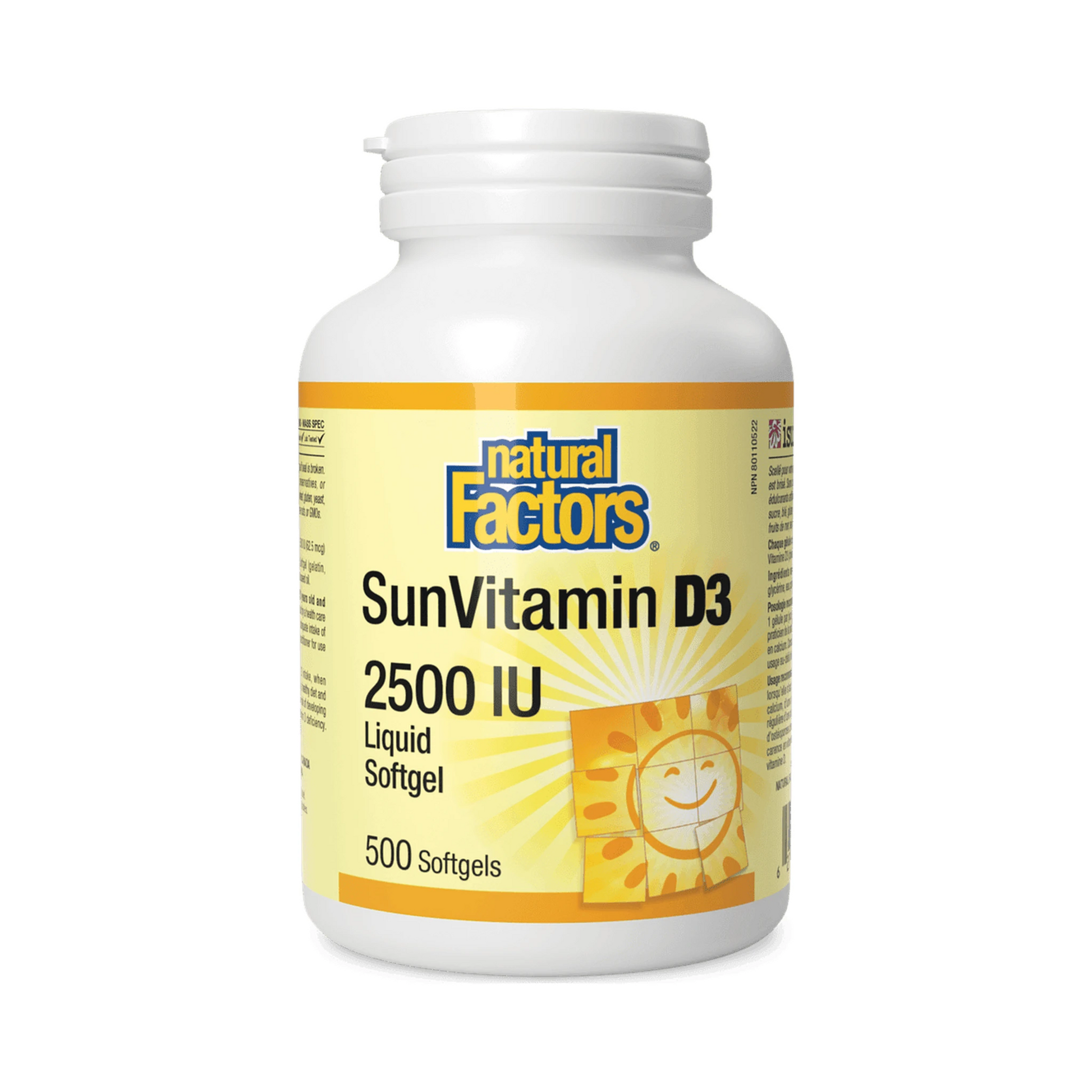Natural Factors Sun Vitamin D3 2500IU 500 Softgels