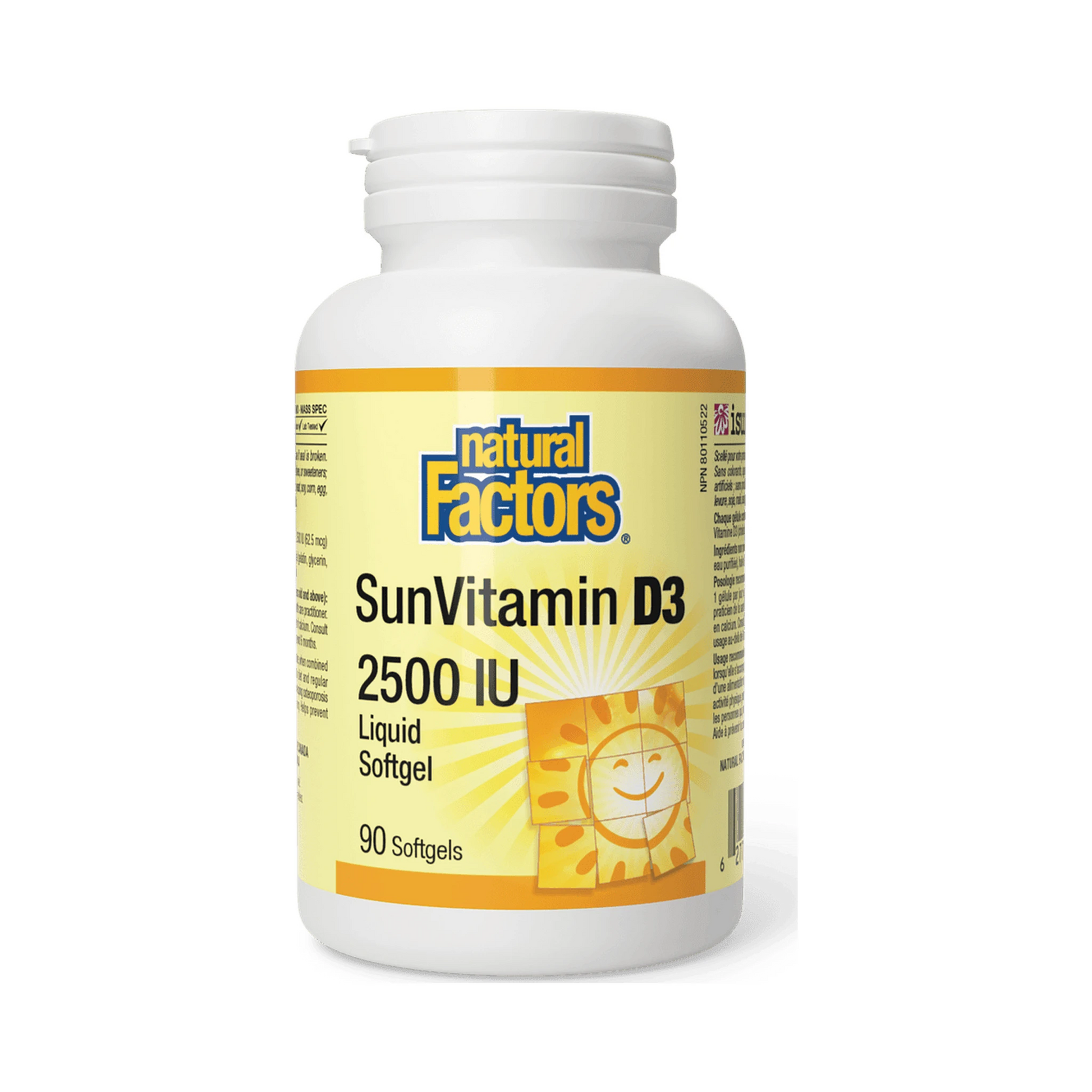 Natural Factors Sun Vitamin D3 Softgels 2500IU 90 Softgels