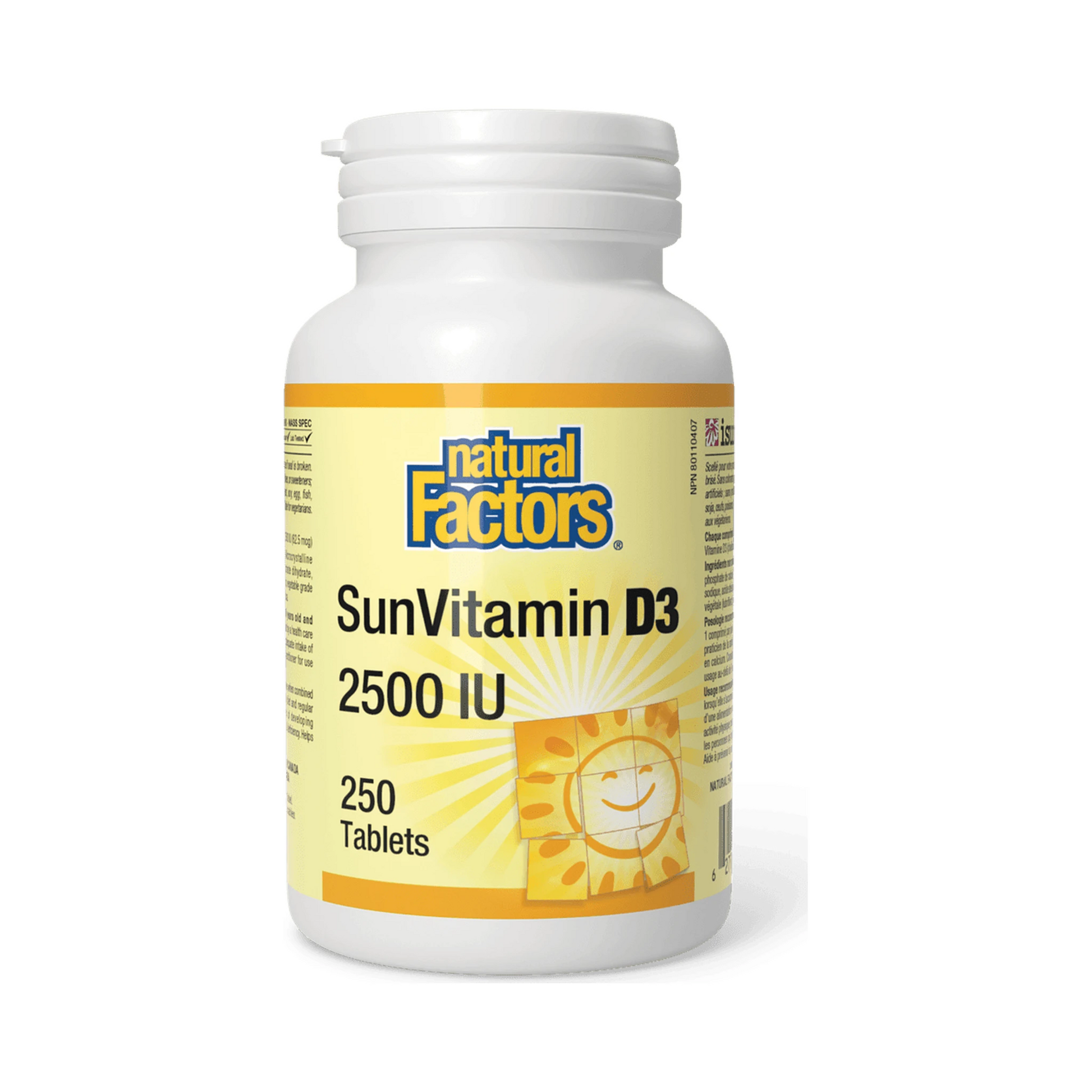 Natural Factors Sun Vitamin Tablets 2500IU 250 Tablets