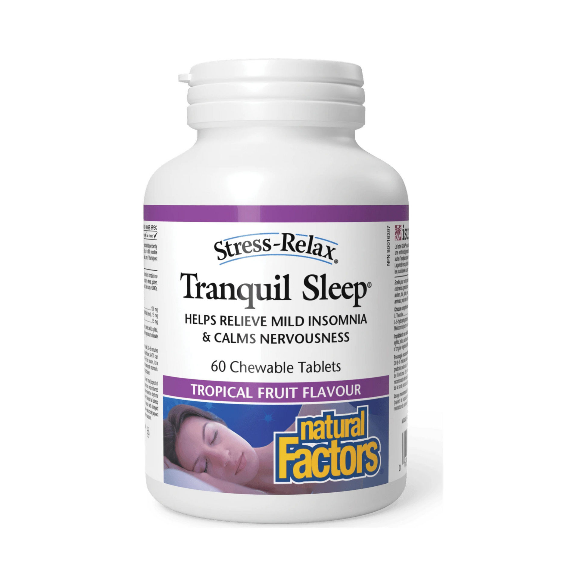Natural Factors Tranquil Sleep Tropical Fruit Stress-Relax 60 Chewables