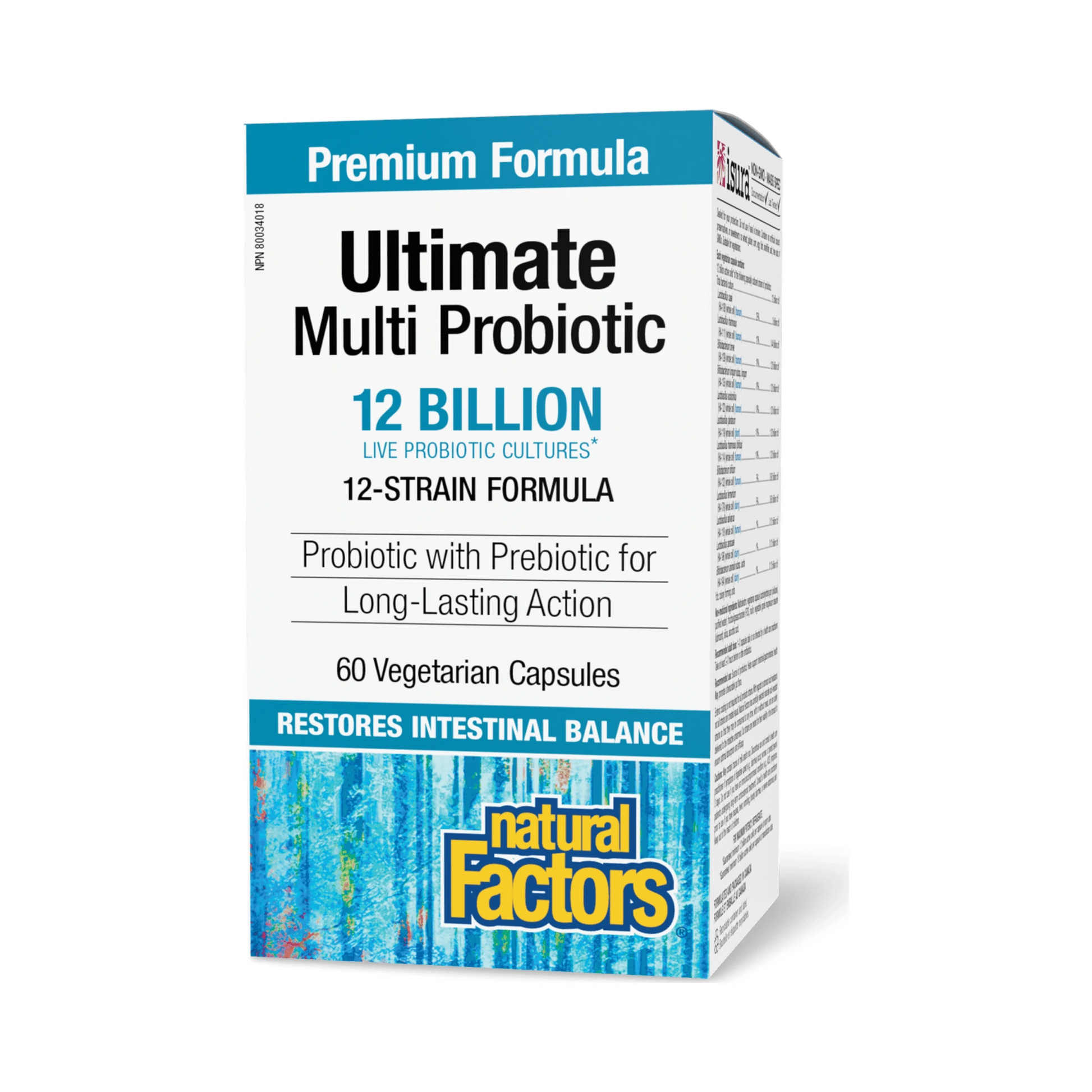 Natural Factors Ultimate Multi Probiotic 12 Billion Live Probiotic Cultures 60 Veg Capsules