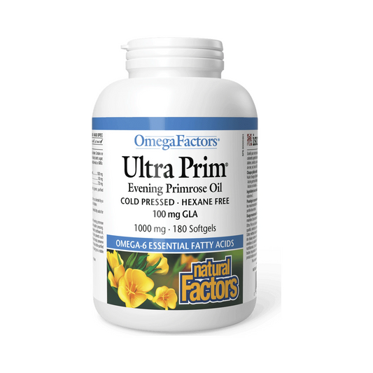 Natural Factors Ultra Prim Evening Primrose Oil 1000mg OmegaFactors 180 Softgels