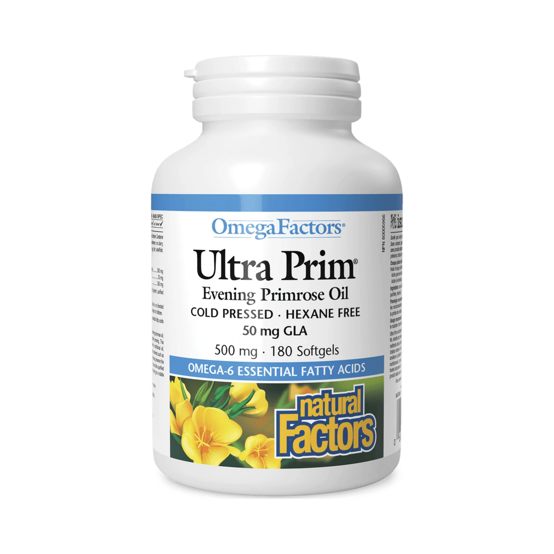 Natural Factors Ultra Prim Evening Primrose Oil 500mg OmegaFactors 180 Softgels
